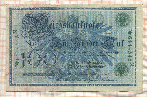 100 марок. Германия 1908г