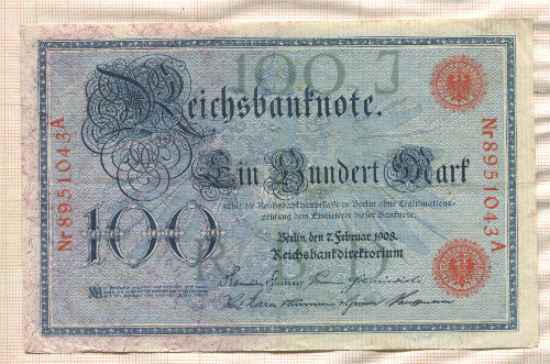 100 марок. Германия 1908г