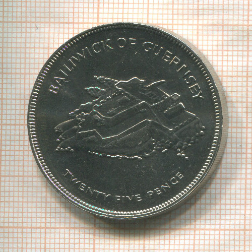 25 пенсов. Гернси 1977г