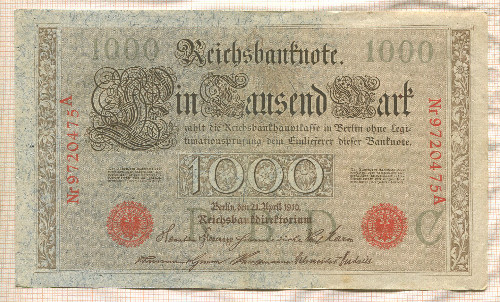 1000 марок. Германия 1910г