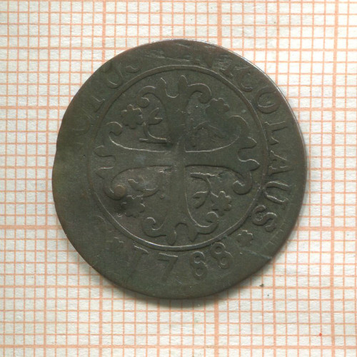 1/2 батцена (2 крейцера). Швейцария. Фрайбург (деформация) 1788г