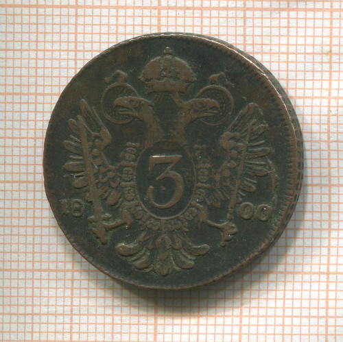 3 крейцера. Австрия 1800г