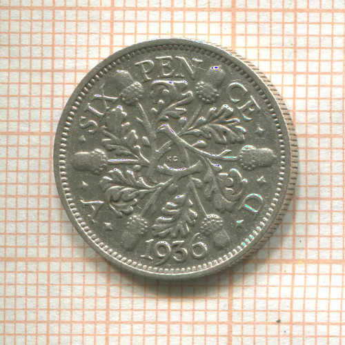 6 пенсов. Великобритания 1936г