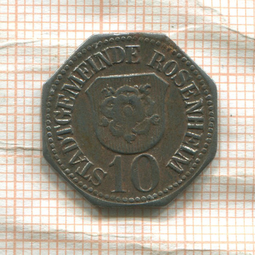 Нотгельд. 10 пфеннигов. Германия. Розенхайм