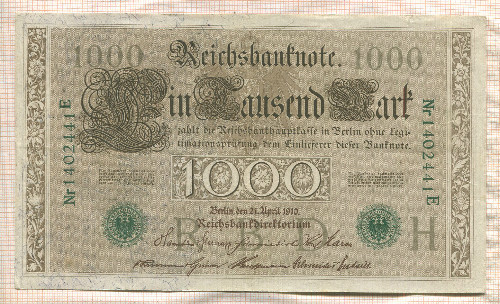 1000 марок. Германия 1910г