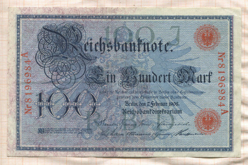 100 марок. Германия 1908г