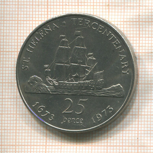 25 пенсов. Остров Св.Елены 1973г
