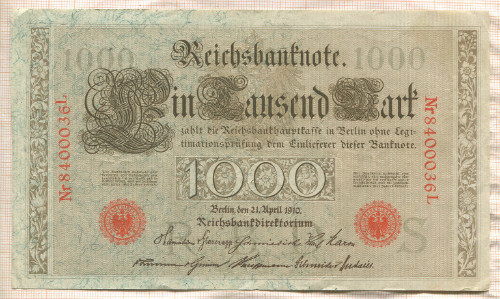 1000 марок. Германия 1910г