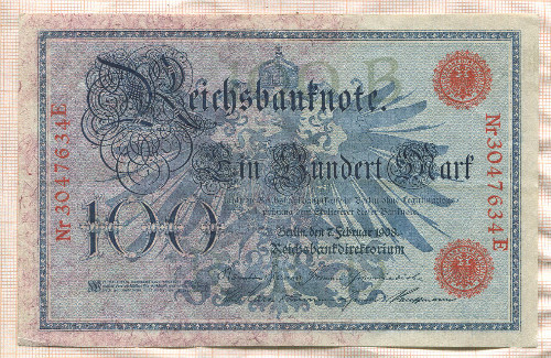 100 марок. Германия 1908г