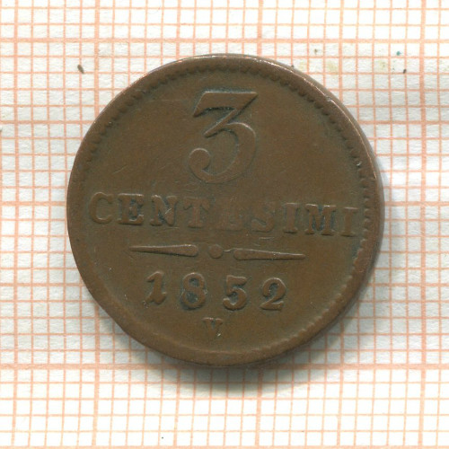 3 сентесимо. Ломбардия-Венеция 1852г