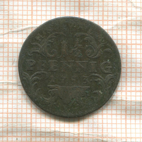 1 1/2 пфеннига. Саксен-Гота-Альтенбург 1753г