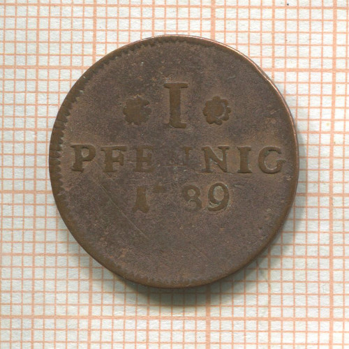 1 пфенниг. Гессен-Дармштадт 1789г