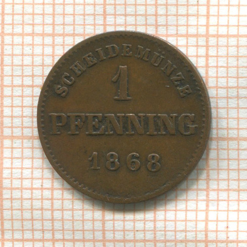 1 пфеннинг. Бавария 1868г