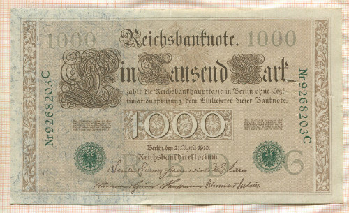 1000 марок. Германия 1910г