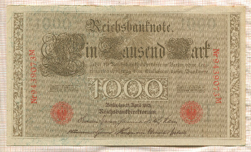 1000 марок. Германия 1910г