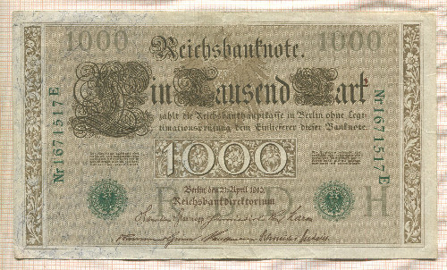 1000 марок. Германия 1910г