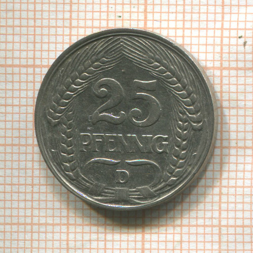 25 пфеннигов. Германия 1910г