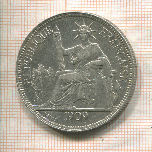 1 пиастр. Французский Индокитай 1909г