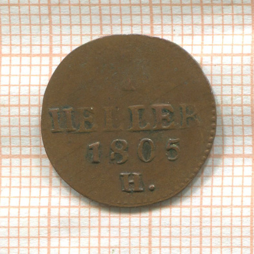1 геллер. Саксония 1805г