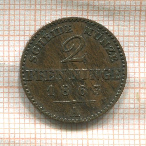 2 пфеннинга. Пруссия 1863г
