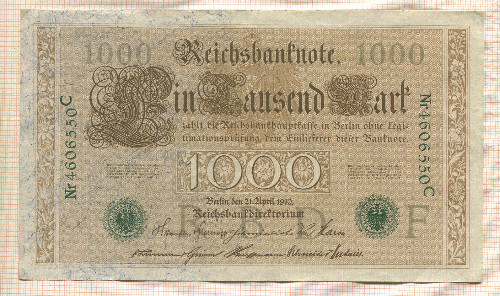 1000 марок. Германия 1910г