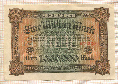 1000000 марок. Германия 1923г