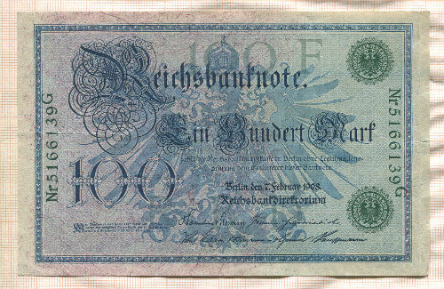 100 марок. Германия 1908г