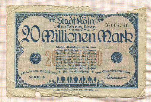 20000000 марок. Германия 1923г