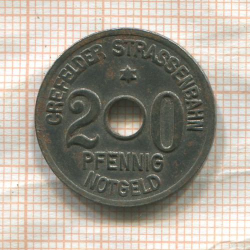 Нотгельд. 20 пфеннигов. Германия. Крефельд