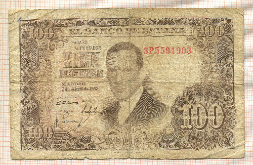 100 песет. Испания 1953г
