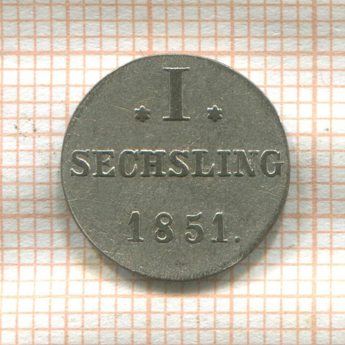 1 сешлинг. Гамбург 1851г