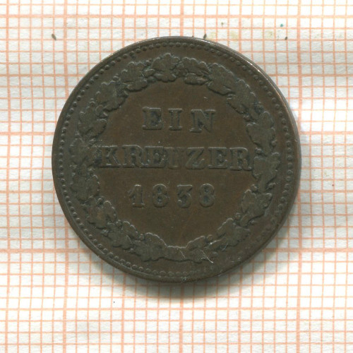 1 крейцер. Нассау 1838г
