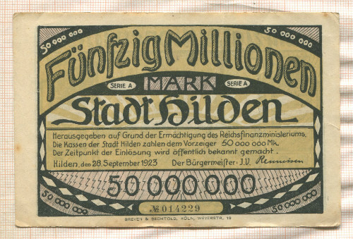 50000000 марок. Германия 1923г