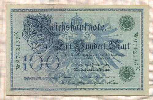 100 марок. Германия 1908г