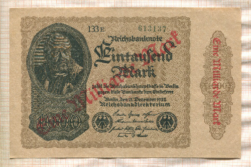 1000000000 марок. Германия 1923г