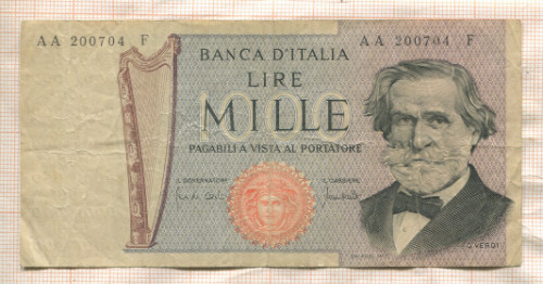 1000 лир. Италия 1969г