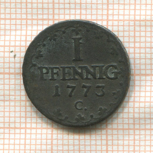 1 пфенниг. Саксония 1773г