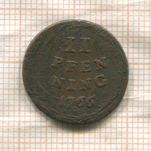 2 пфеннига. Аугсбург 1766г