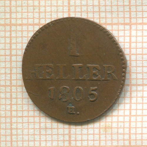 1 геллер. Саксония 1805г