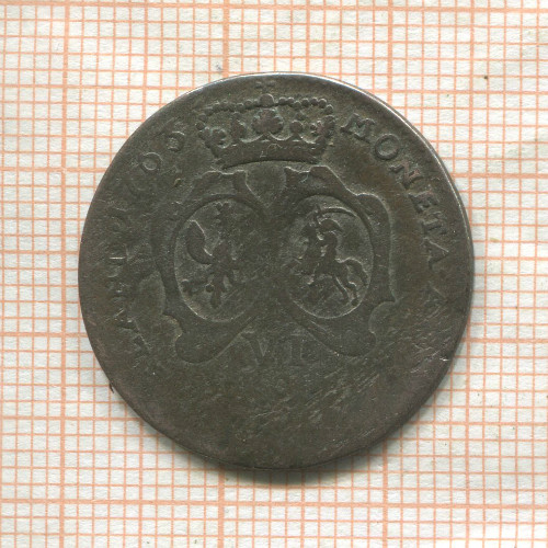 6 грошей. Курляндия и Семигалия. Эрнси Иоганн Бирон
(небольшая деформация) 1763г
