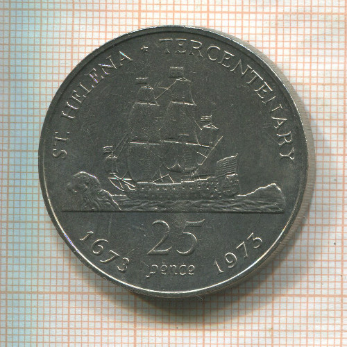25 пенсов. Остров Св.Елены 1973г
