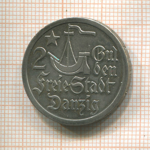 2 гульдена. Данциг 1923г