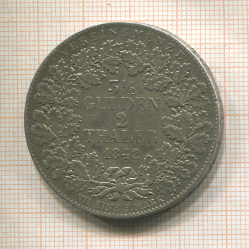 2 талера-3 1/2 гульдена. Франкфурт 1842г