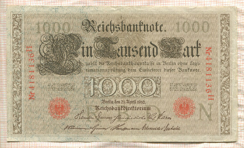 1000 марок. Германия 1910г