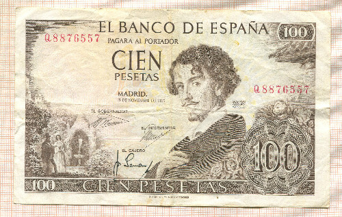 100 песет. Испания 1965г