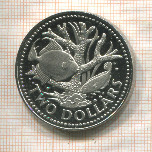 2 доллара. Барбадос. ПРУФ 1973г