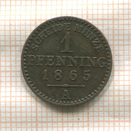1 пфеннинг. Пруссия 1865г