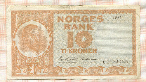 10 крон. Норвегия 1971г