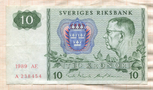 10 крон. Швеция 1989г