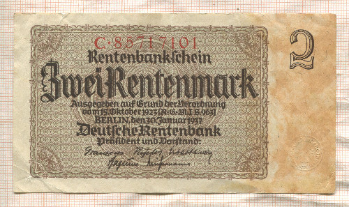 2 марки. Германия 1937г